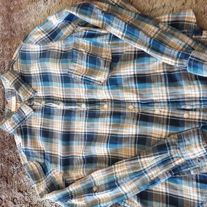 CP Shades Blue and Tan Plaid Button Down Shirt